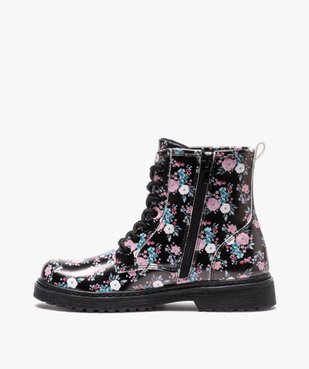 Boots fille à lacets et zip imprimées fleurs vue3 - GEMO (ENFANT) - GEMO