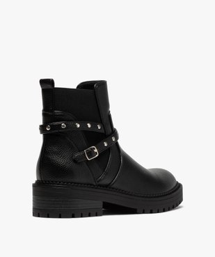 Boots femme unis à semelle crantée et bride à clous vue4 - GEMO (CASUAL) - GEMO