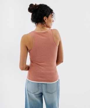 Débardeur en coton avec finitions contrastantes femme vue3 - GEMO 4G FEMME - GEMO