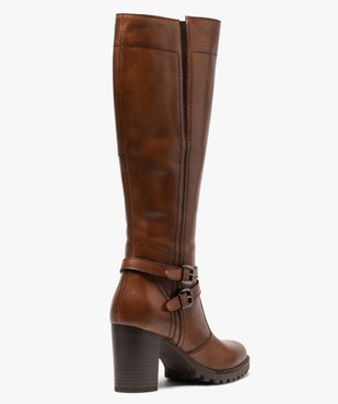 Bottes femme unies à talon carré dessus cuir vue4 - GEMO(URBAIN) - GEMO