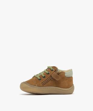 Chaussures premiers pas en cuir à lacets et zip bébé garçon - NA! vue3 - NA! GEMO FOR GOOD - GEMO