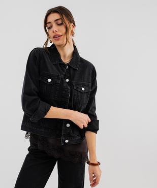 Veste en jean avec du coton recyclé femme vue1 - GEMO 4G FEMME - GEMO