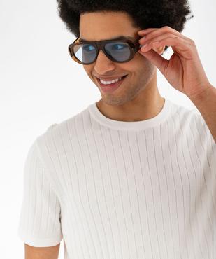Tee-shirt manches courtes en maille côtelée homme vue2 - GEMO 4G HOMME - GEMO