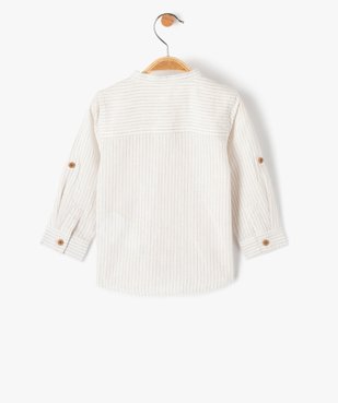 Chemise bébé garçon à manches longues et col mao en lin vue3 - GEMO(BEBE DEBT) - GEMO