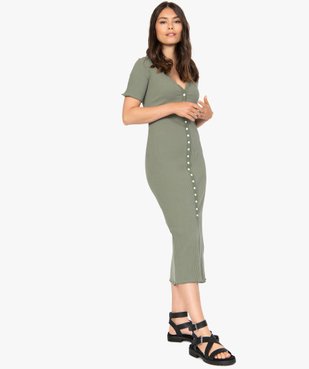 Robe chemise femme en maille côtelée et manches courtes vue1 - GEMO(FEMME PAP) - GEMO