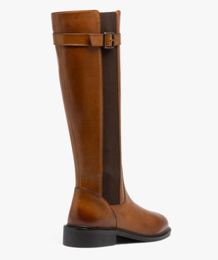 Bottes femme à talon plat en cuir uni et à zip - Taneo vue4 - TANEO - GEMO