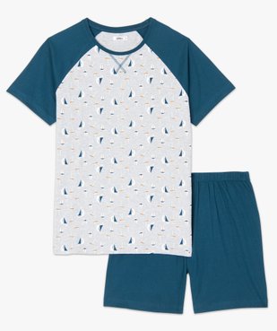 Pyjashort homme en coton stretch motif bateau vue4 - GEMO(HOMWR HOM) - GEMO