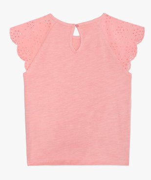 Tee-shirt fille avec épaules en broderie anglaise et bas à nouer vue3 - GEMO C4G FILLE - GEMO