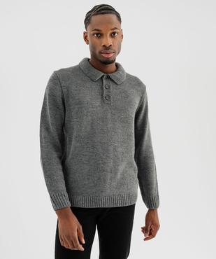 Pull en maille à col polo homme vue1 - GEMO (HOMME) - GEMO