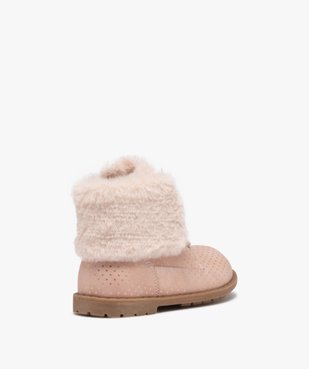 Boots fille unies à col retourné en peluche avec motif étoilé vue4 - GEMO (ENFANT) - GEMO