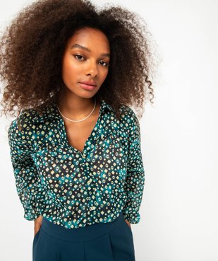 Chemise imprimée en voile transparent femme vue2 - GEMO(FEMME PAP) - GEMO