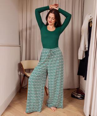 Bas de pyjama large imprimé en viscose femme vue1 - GEMO 4G FEMME - GEMO