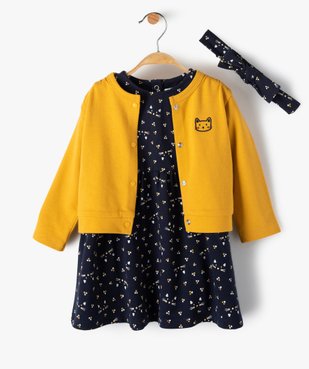 Ensemble bébé fille 3 pièces : robe + gilet + bandeau vue1 - GEMO(BEBE DEBT) - GEMO