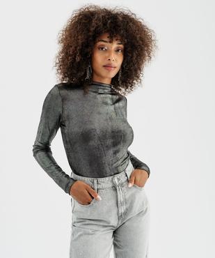Tee-shirt manches longues en maille scintillante femme vue5 - GEMO(FEMME PAP) - GEMO