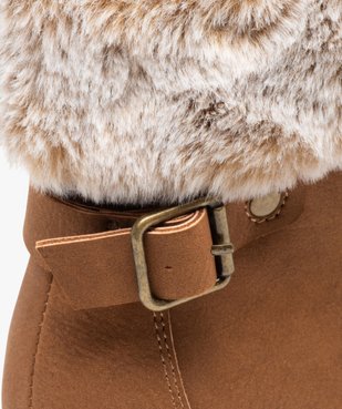 Bottines fille unies avec col fourré fermeture lacets vue6 - GEMO (ENFANT) - GEMO