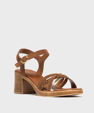 Sandales à talon en cuir à brides mixtes femme - Tanéo vue2 - TANEO - GEMO