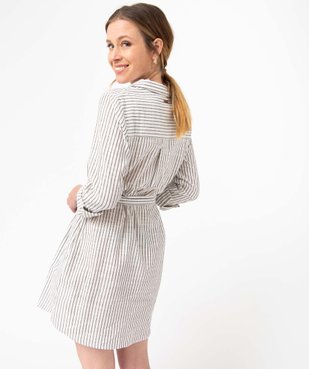 Robe chemise femme à manches longues rayée - LuluCastagnette vue3 - LULUCASTAGNETTE - GEMO