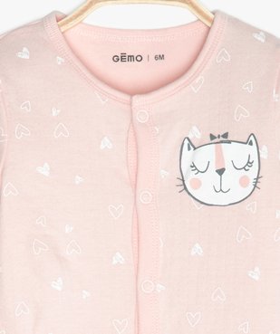 Pyjama bébé fille imprimé avec motif chat sur poitrine vue2 - GEMO C4G BEBE - GEMO