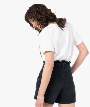 Tee-shirt femme à manches courtes avec poche poitrine brodée vue3 - GEMO(FEMME PAP) - GEMO