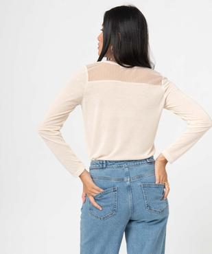 Tee-shirt femme à manches longues avec tulle dans le haut du dos vue3 - GEMO 4G FEMME - GEMO