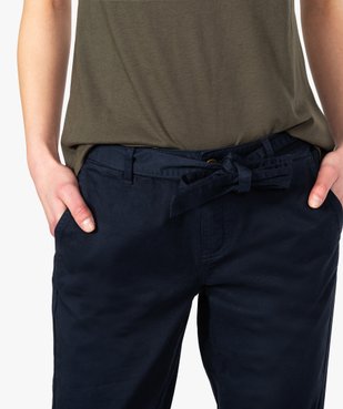 Pantalon femme chino en toile extensible avec ceinture à nouer vue2 - GEMO(FEMME PAP) - GEMO