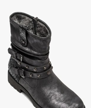 Boots fourrées femme à semelle crantée et brides fantaisie vue5 - GEMO (CASUAL) - GEMO