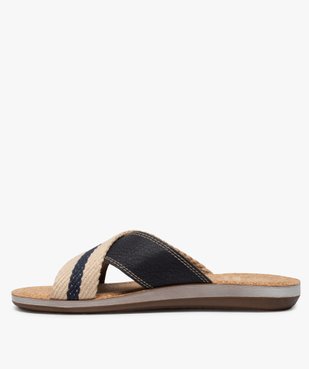 Mules homme à semelle en liège et larges brides croisées vue3 - GEMO (CASUAL) - GEMO