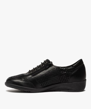 Derbies femme confort unis à lacets et zip vue3 - GEMO (CONFORT) - GEMO