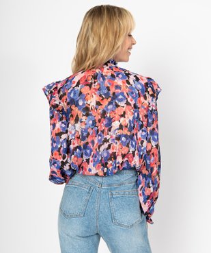 Chemise femme en voile à motifs fleuris avec finitions volantées vue3 - GEMO(FEMME PAP) - GEMO