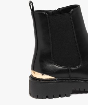 Boots femme style Chelsea crantées avec détail métallisé vue3 - 5 MILES - GEMO