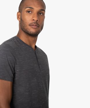 Tee-shirt homme col tunisien 100% coton biologique vue2 - GEMO 4G HOMME - GEMO