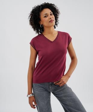 Tee-shirt à manches courtes avec finitions scintillantes femme vue1 - GEMO 4G FEMME - GEMO