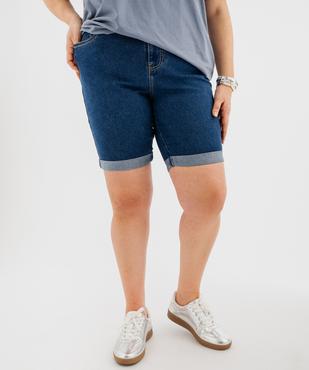 Bermuda en jean extensible avec revers cousus femme grande taille vue1 - GEMO (G TAILLE) - GEMO