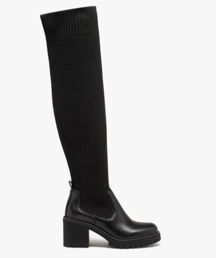 Bottes femme unies avec col montant élastique et à talon large dessus uni vue1 - GEMO(URBAIN) - GEMO