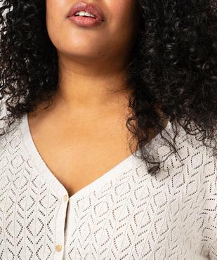 Gilet à manches courtes en maille ajourée femme grande taille vue2 - GEMO (G TAILLE) - GEMO