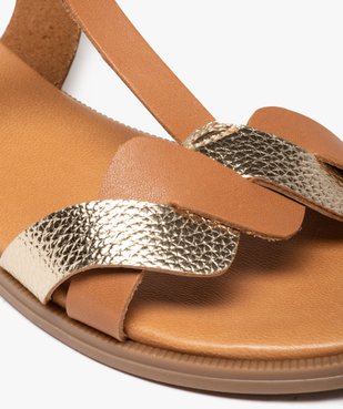 Sandales femme plates dessus cuir détails métal - Tanéo vue6 - TANEO - GEMO