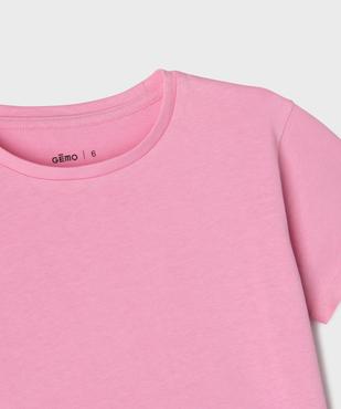 Tee-shirt manches courtes uni en coton épais fille vue3 - GEMO (ENFANT) - GEMO
