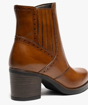 Bottines femme à talon carré dessus en cuir avec col fleuri - Taneo vue7 - TANEO - GEMO