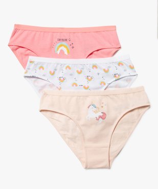 Culotte coton stretch imprimée licorne fille (lot de 3) vue2 - GEMO 4G FILLE - GEMO