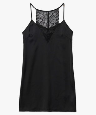 Nuisette femme en matière satinée et dentelle à fines bretelles vue4 - GEMO(HOMWR FEM) - GEMO