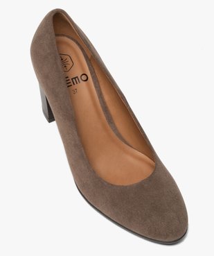 Escarpins femme en suédine unie et talon rainuré vue5 - GEMO(URBAIN) - GEMO