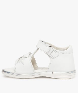 Sandales bébé fille en cuir avec étoiles et cœur vue3 - GEMO(BEBE DEBT) - GEMO
