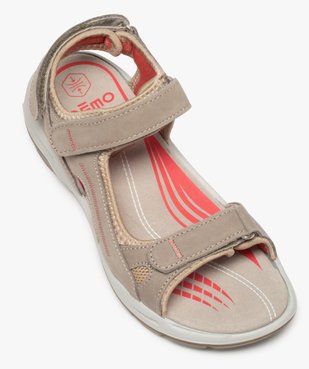 Sandales femme à scratchs semelle intérieure cuir vue5 - GEMO (CASUAL) - GEMO