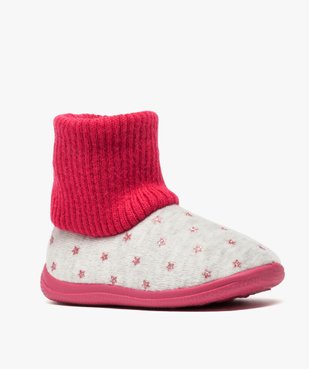 Chaussons bébé fille avec tige montante en bord-côte vue2 - GEMO(BEBE DEBT) - GEMO