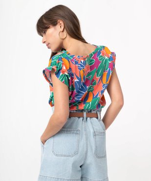 Tee-shirt femme imprimé à manches courtes vue3 - GEMO(FEMME PAP) - GEMO
