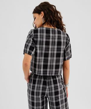 Blouse manches courtes bouffantes avec liens à nouer femme vue3 - GEMO(FEMME PAP) - GEMO