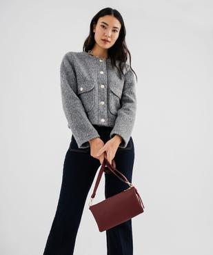 Sac 3 soufflets en matière grainée porté croisé femme vue1 - GEMO (ACCESS) - GEMO