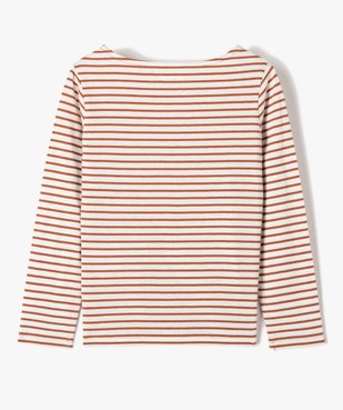 Tee-shirt fille rayé à manches longues avec broderies fleuries vue3 - GEMO (ENFANT) - GEMO