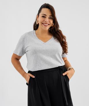 Tee-shirt manches courtes à col V femme grande taille vue1 - GEMO 4G GT - GEMO