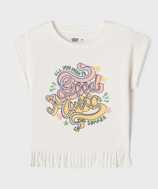 Tee-shirt manches courtes avec franges fille vue1 - GEMO 4G FILLE - GEMO
